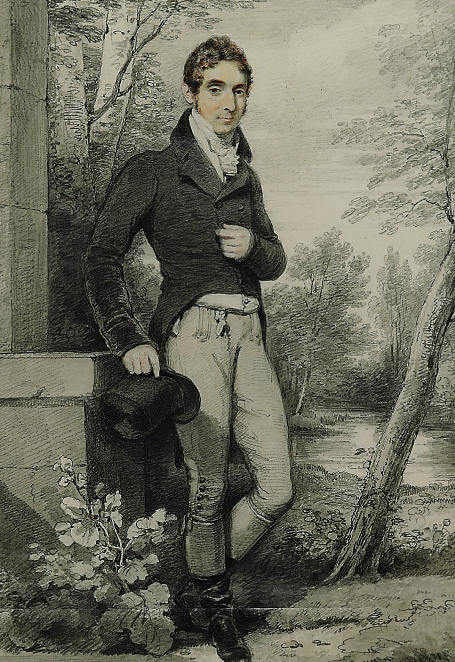 Henry Edridge, A.R.A. - Portrait of William Henry, 3rd Baron Lyttelton (1782-1830), full-length, in a landscape
