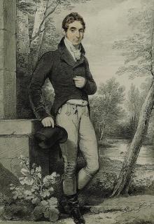 Henry Edridge, A.R.A. - Portrait of William Henry, 3rd Baron Lyttelton (1782-1830), full-length, in a landscape
