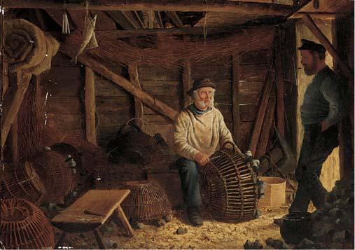 Henry Edward Spernon Tozer - Mending the lobster pots