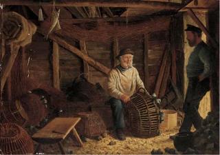 Henry Edward Spernon Tozer - Mending the lobster pots
