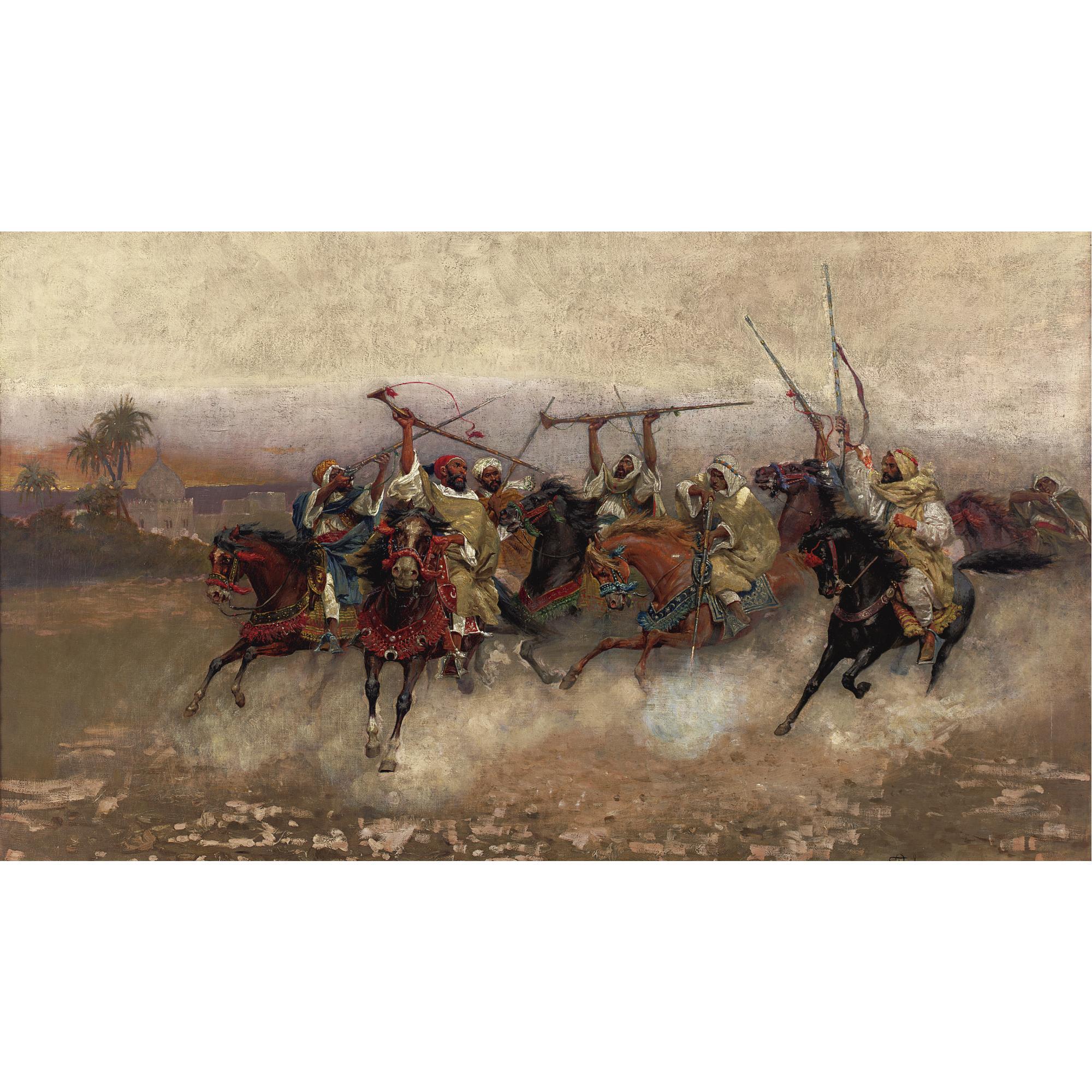 Henry Enrico Coleman - Arab Horsemen In Gallop