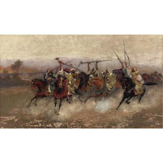 Henry Enrico Coleman - Arab Horsemen In Gallop