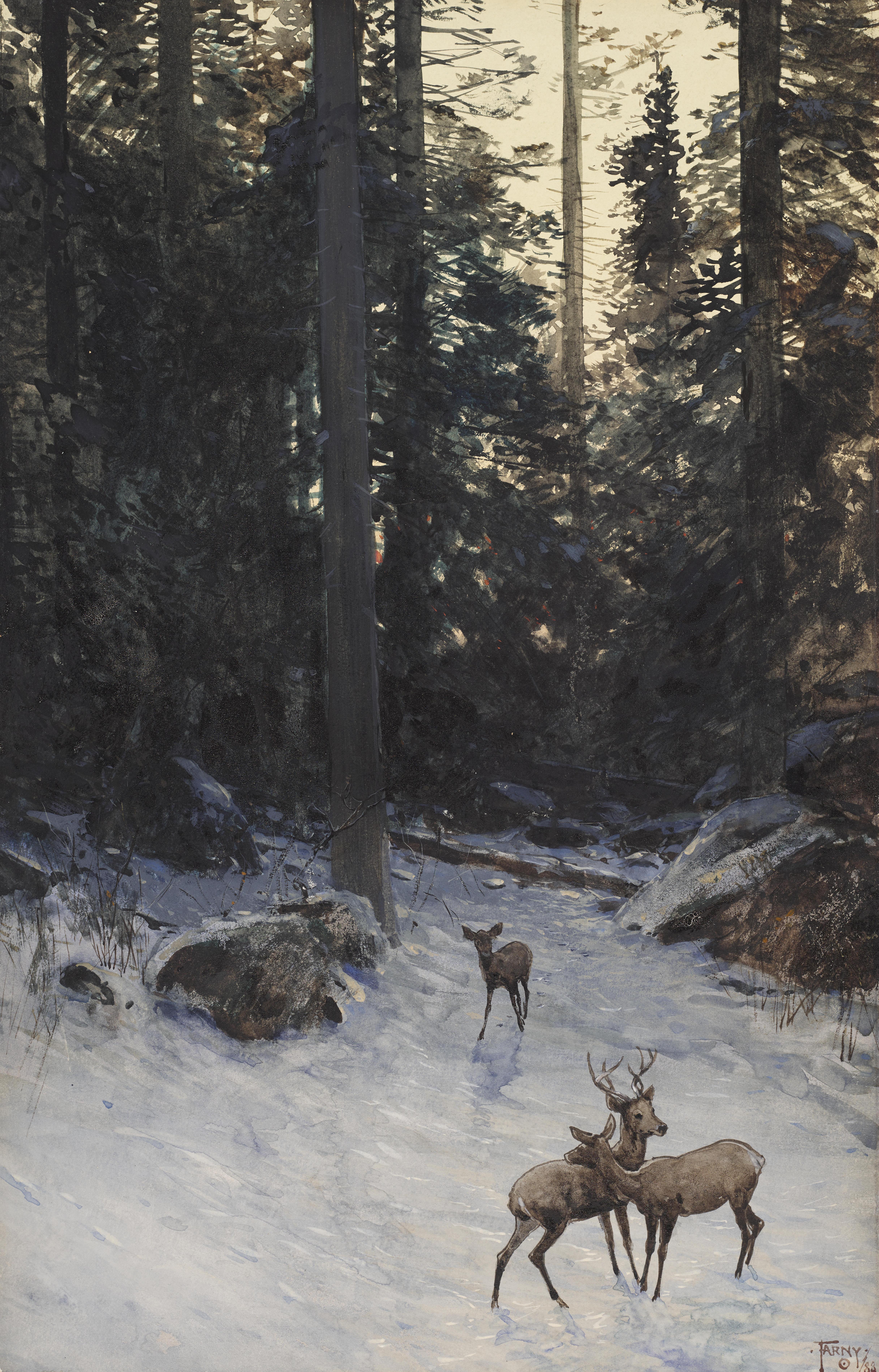 Henry F. Farny - Deer in the Forest