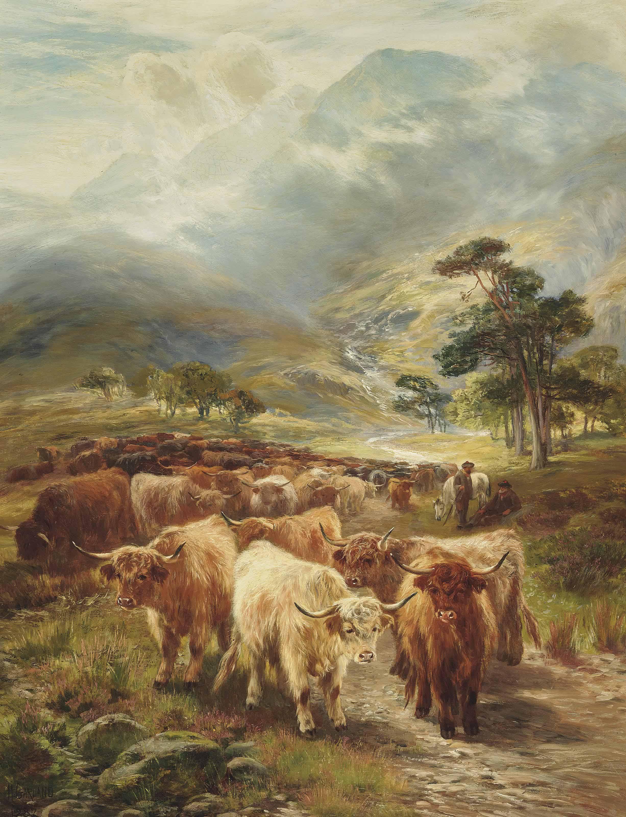 Henry Garland - Highland drove resting near Ballachulish, Argyllshire