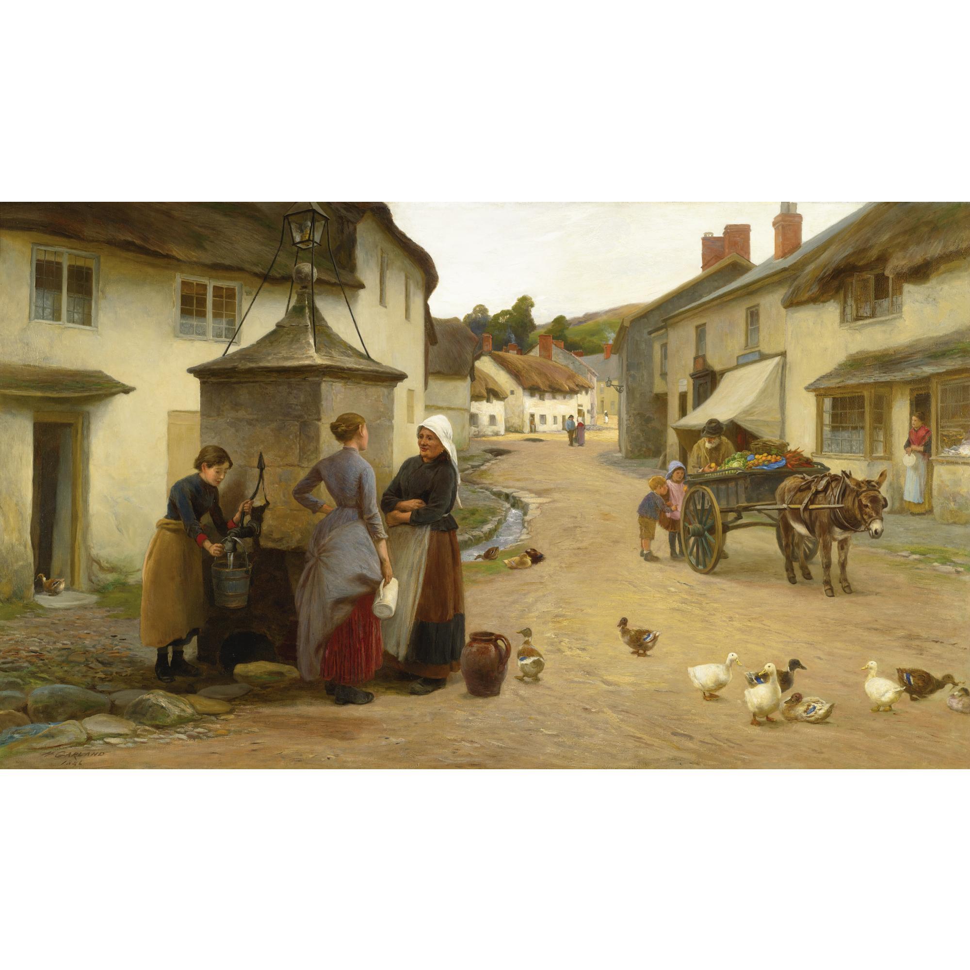 Henry Garland - Village Gossips In Beer, South Devon