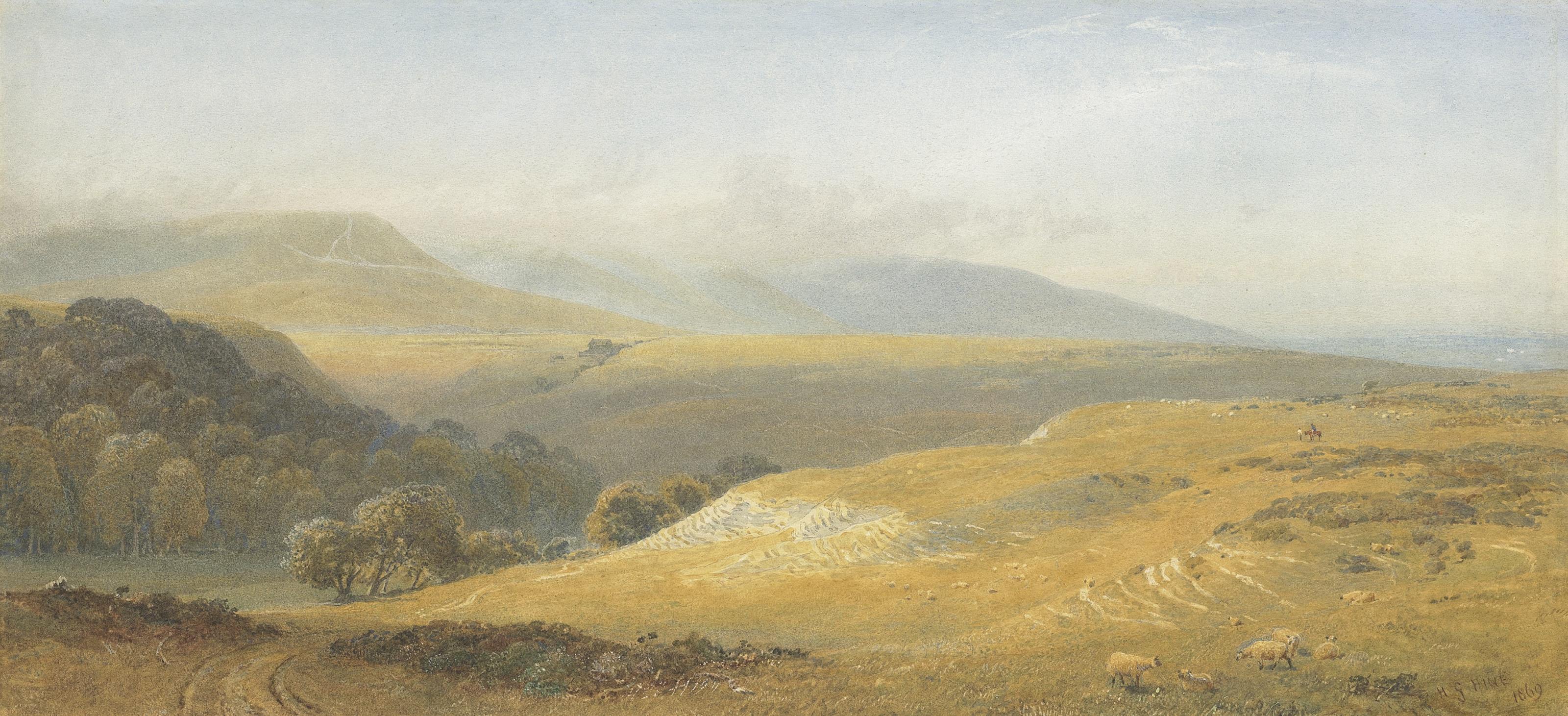Henry George Hine, R.I. - View Of The South Downs, Near Eastbourne, Sussex