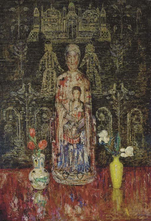 Henry Golden Dearth - Still life with sculpture of Mother and Child