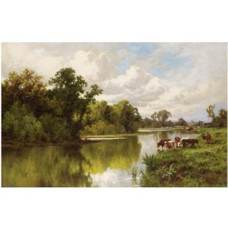 Henry H. Parker - British Cattle Grazing On The Thames