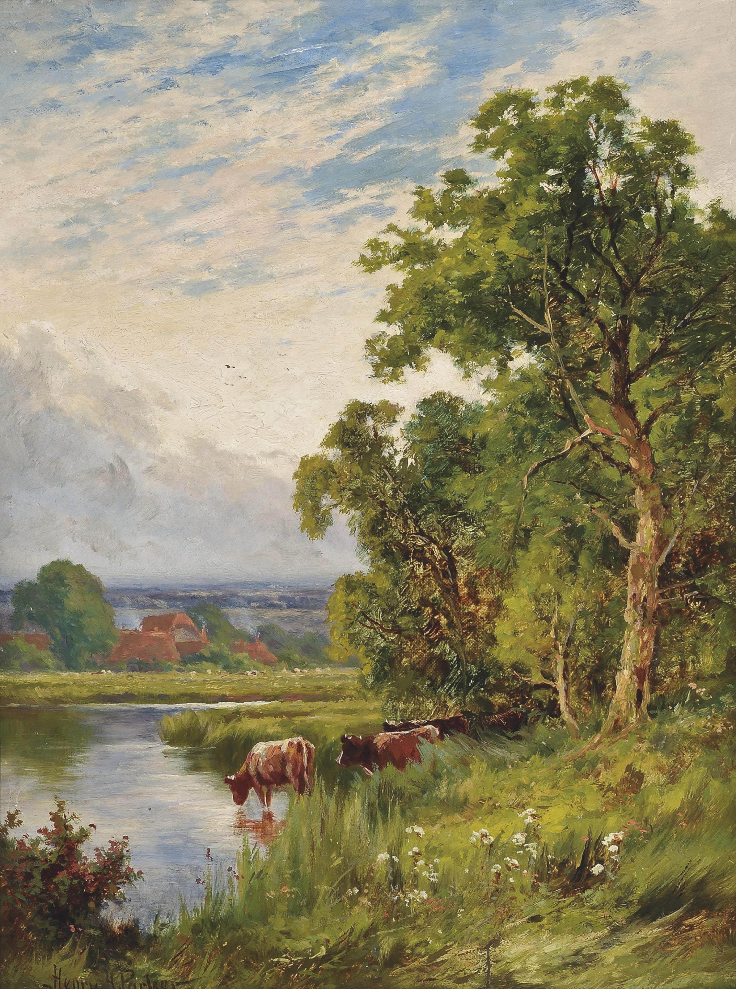 Henry H. Parker - Evening on the Stour, Harlow, Essex