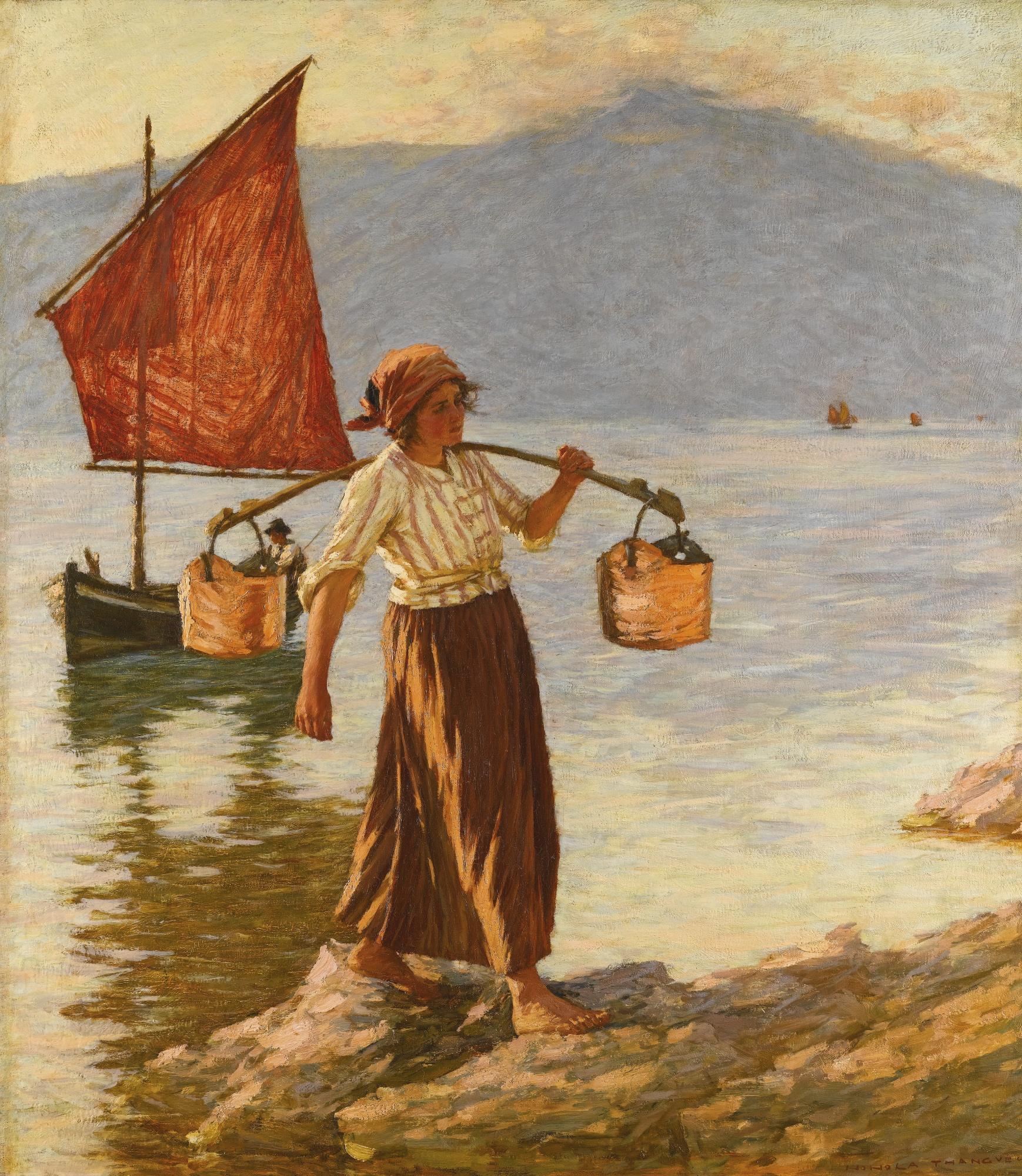 Henry Herbert La Thangue, R.A. - Fetching Water From Lake Garda