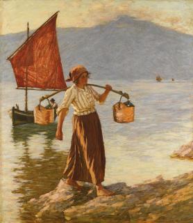 Henry Herbert La Thangue, R.A. - Fetching Water From Lake Garda