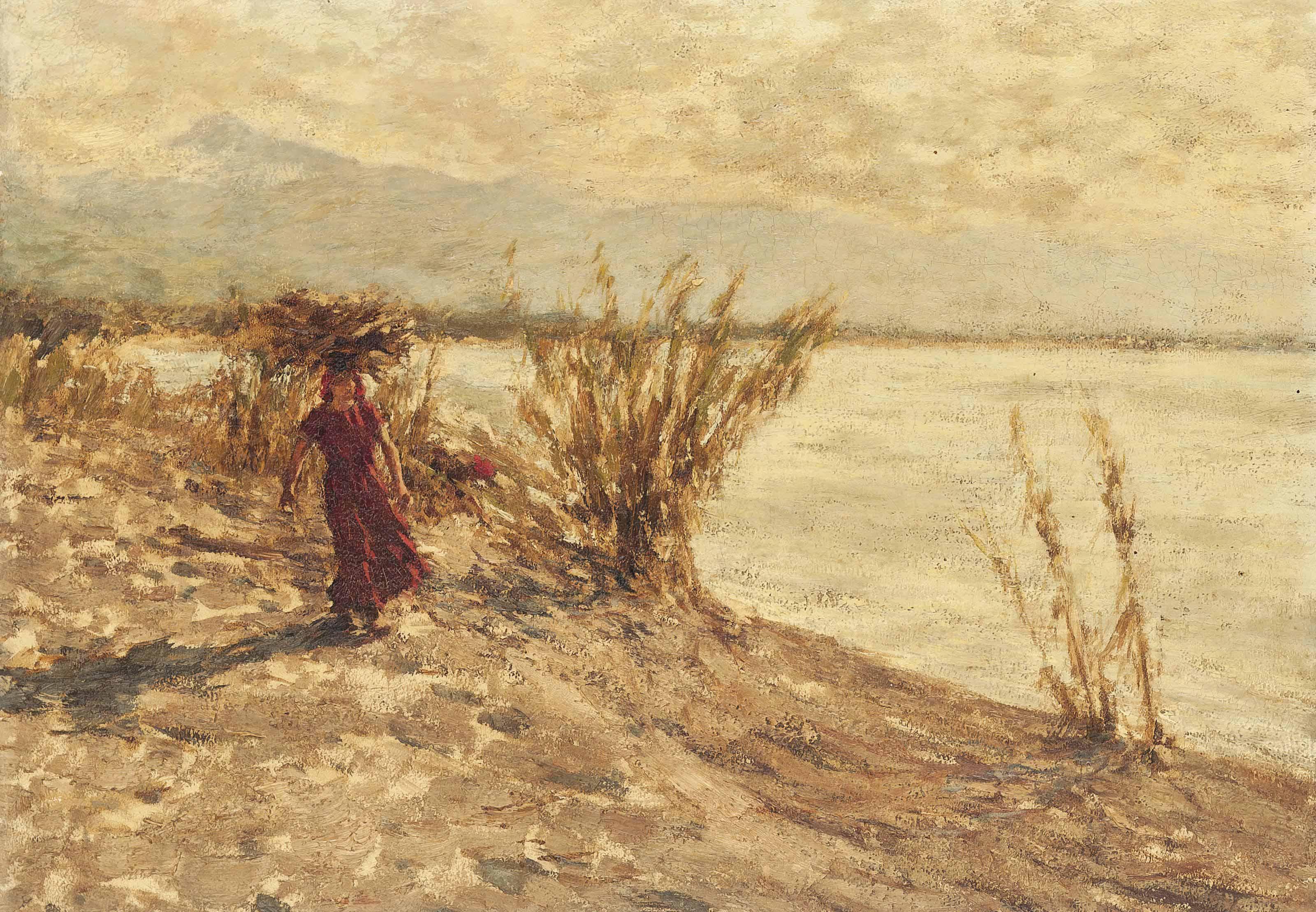Henry Herbert La Thangue, R.A. - Windswept Walk, Carrara Mountains, Italy
