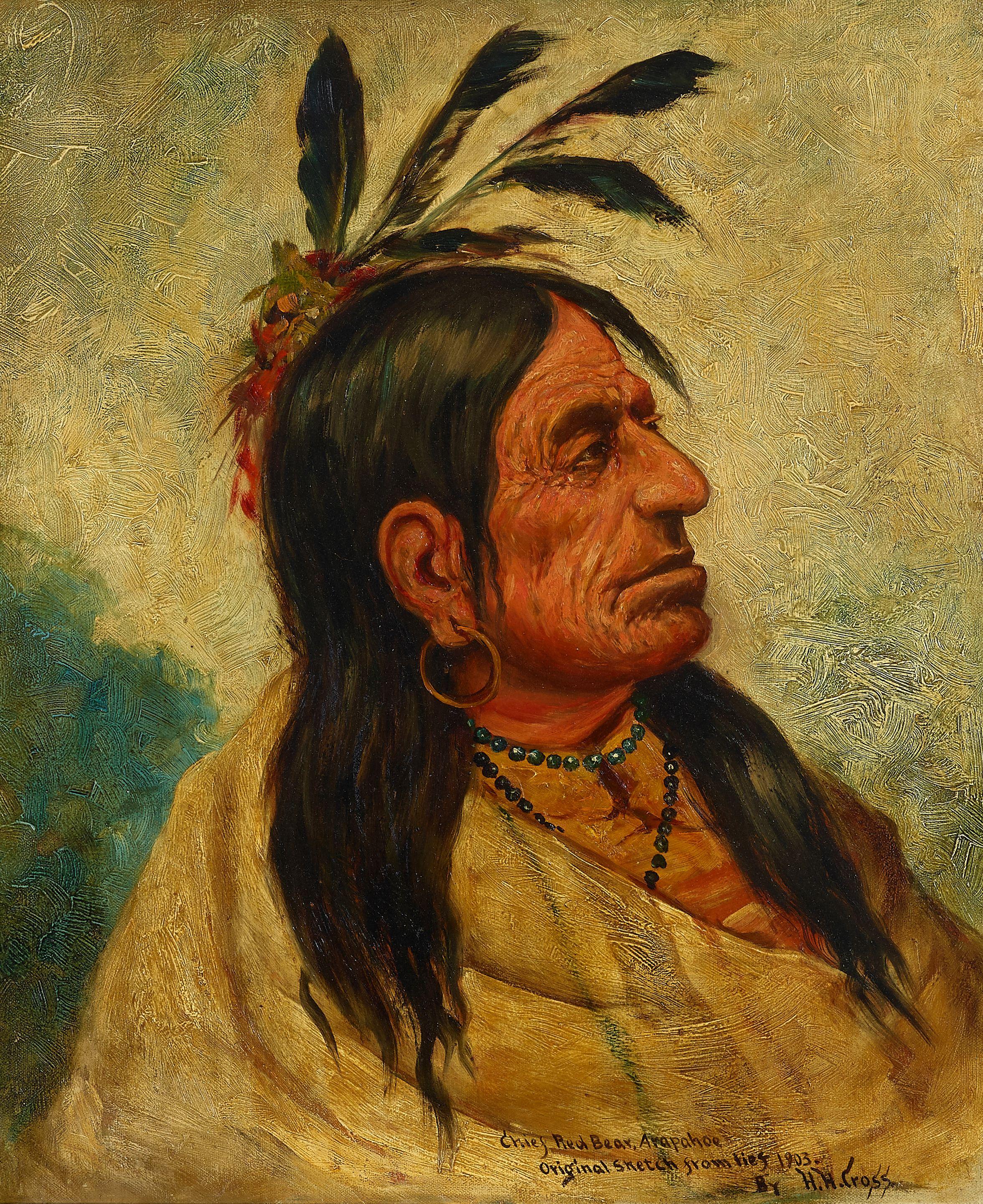 Henry Herman Cross - Chief Red Bear, Arapahoe 24 x 20 in. framed 29 x 25 in.