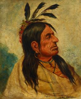 Henry Herman Cross - Chief Red Bear, Arapahoe 24 x 20 in. framed 29 x 25 in.