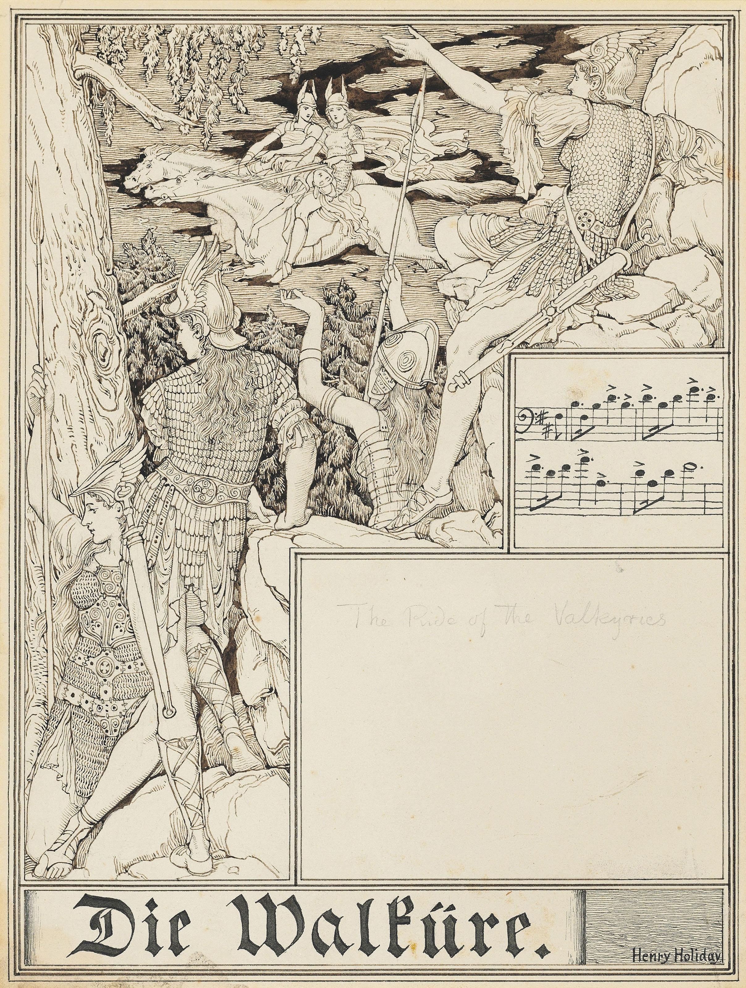 Henry Holiday - Illustration For Wagner\'S Centenary Programme At The Royal Albert Hall, 1913: \'The Ride Of The Valkyries\'