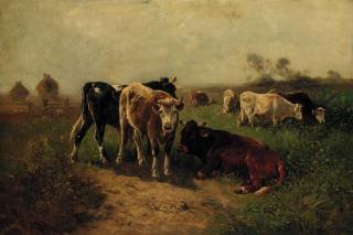 Henry J. Schouten - Cattle grazing in a summer meadow