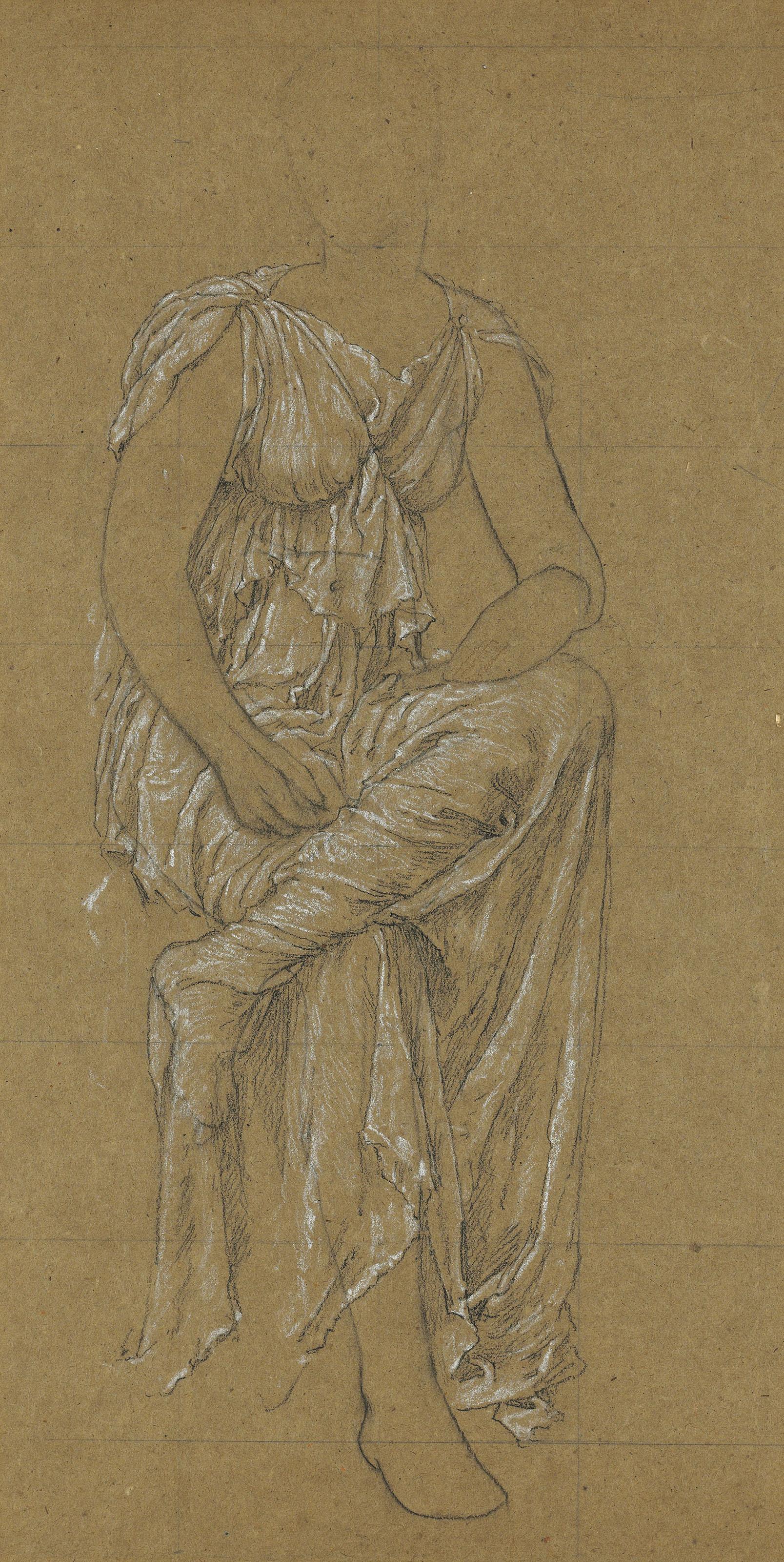 Henry James Holiday - Study Of A Seated Draped Female Figure