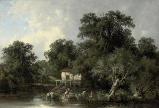 Henry John Boddington - Young anglers by a watermill