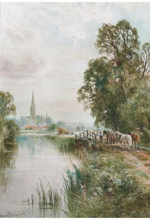 Henry John Kinnaird - Harvesters Before Salisbury Cathedral (Illustrated); And An Autumn Lane