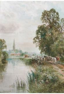 Henry John Kinnaird - Harvesters Before Salisbury Cathedral (Illustrated); And An Autumn Lane