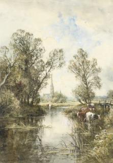 Henry John Kinnaird - View of Salisbury Cathedral from across the meadows