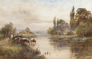Henry John Kinniard - Cattle on the banks of a river
