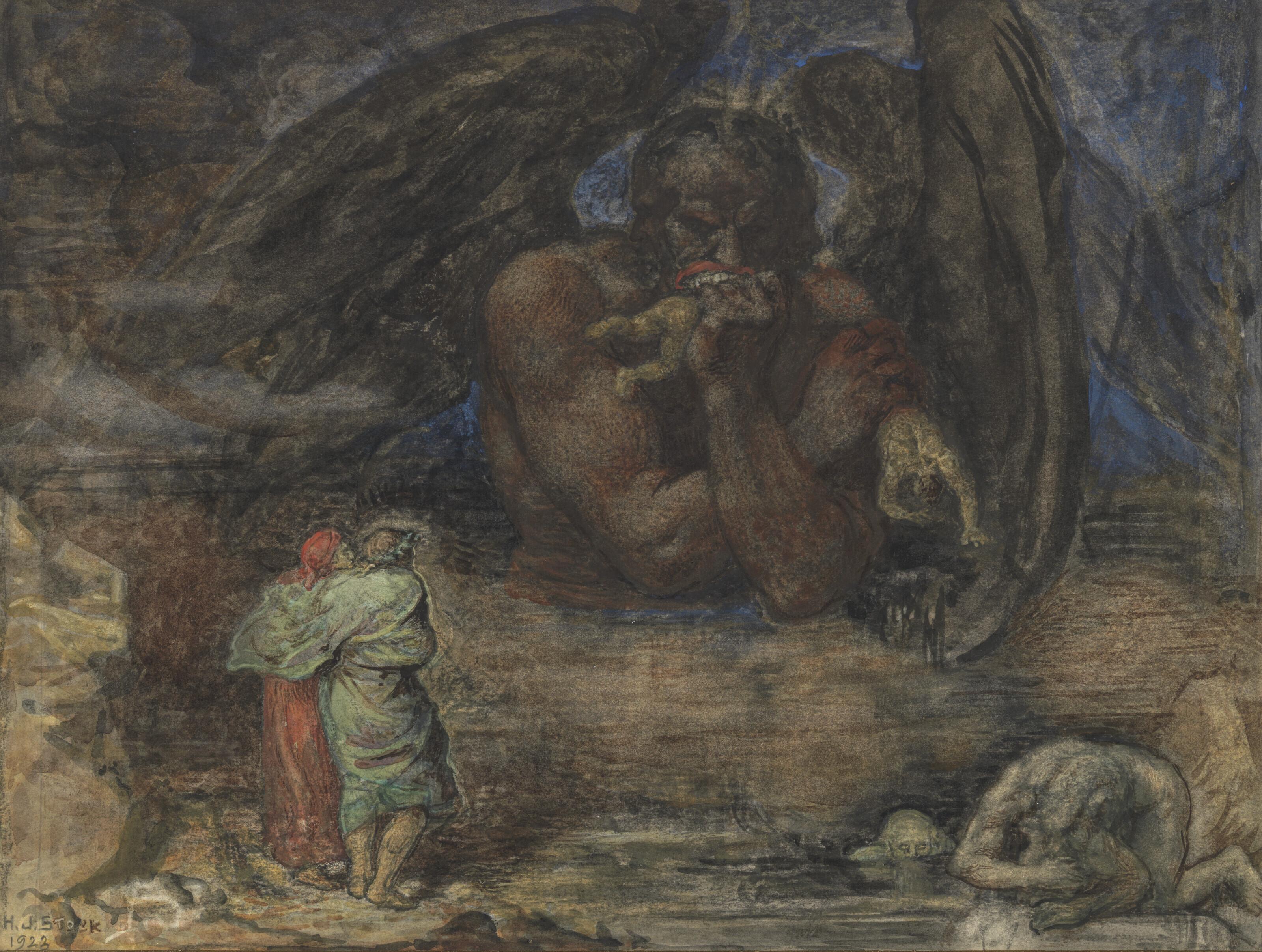 Henry John Stock - Dante and Virgil encounter Lucifer in Hell