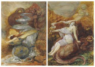 Henry John Stock - The Great Red Dragon And The Woman Clothed With The Sun; And The Whore Of Babylon