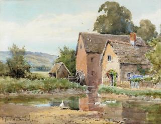 Henry John Sylvester Stannard, R.B.A. - Ducks On A Pond Before A Mill In A Wooded Landscape