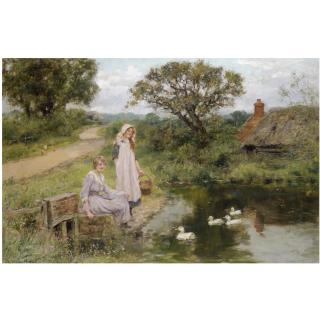 Henry John Yeend King R.B.A, R.I., R.O.I. - British Feeding The Ducks