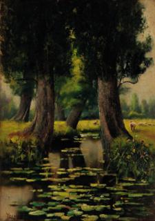 Henry John Yeend King, R.B.A., V.P.R.I., R.O.I. - Sheep grazing by a river