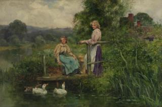 Henry John Yeend King, RBA, VPRI, ROI - Feeding the ducks