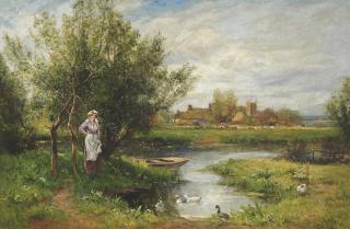 Henry John Yeend King - At the village pond