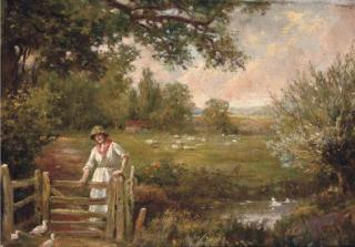 Henry John Yeend King - Feeding the ducks
