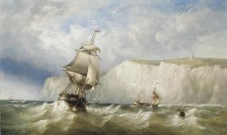 Henry King Taylor - Shipping in a heavy swell in the Channel off Dover