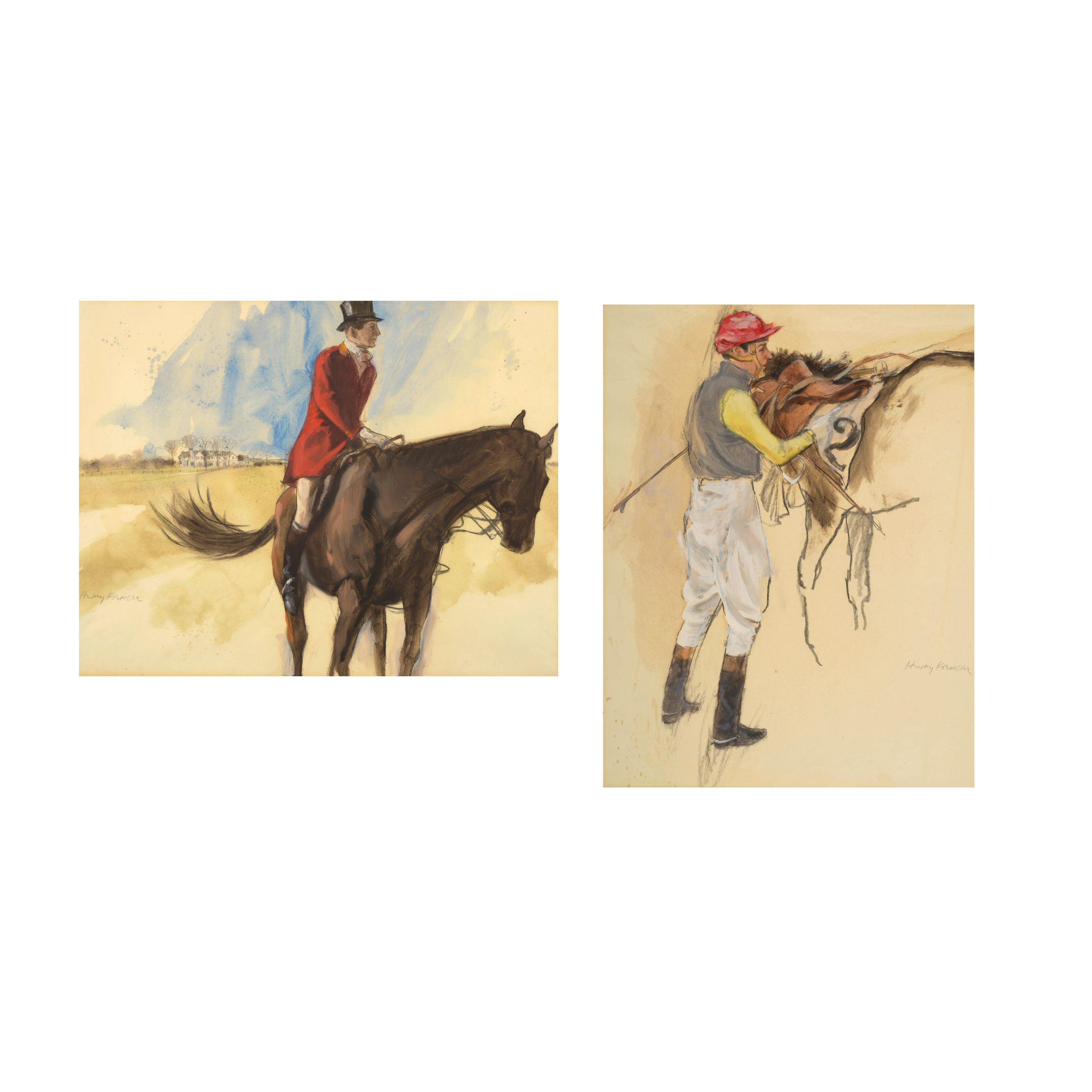 Henry Koehler - Roman Gentleman Jockey Unsaddling and The Gentleman on Horseback: A Pair of Works