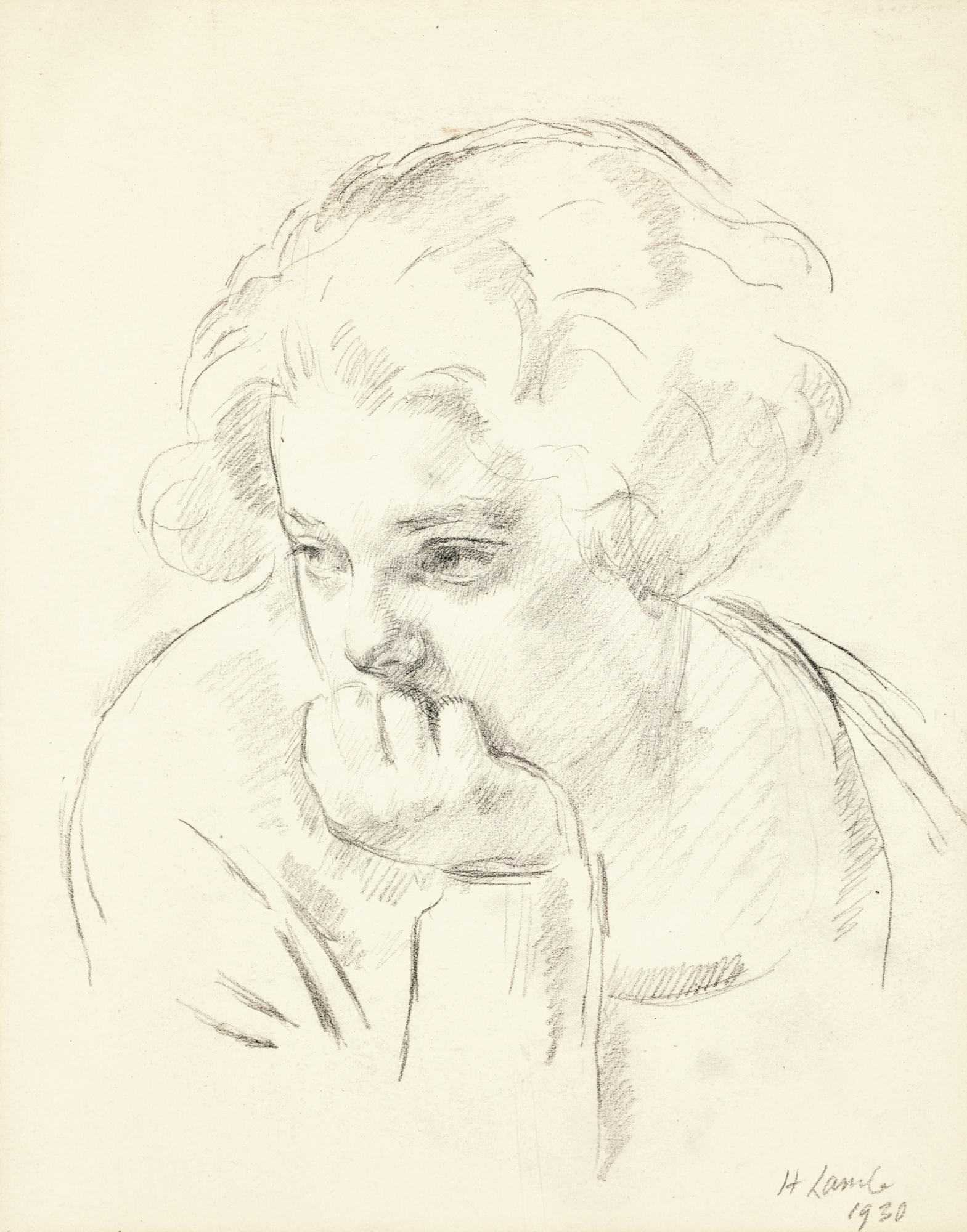 Henry Lamb, R.A. - Lady Pansy Reading; Girl\'S Head (Lady Pansy)