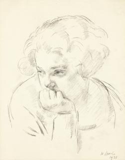 Henry Lamb, R.A. - Lady Pansy Reading; Girl\'S Head (Lady Pansy)