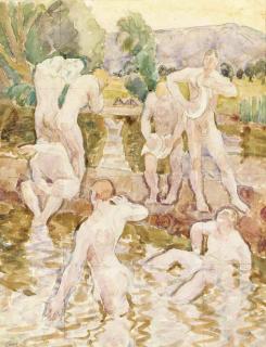 Henry Lamb, R.A. - Troops Bathing in Macedonia