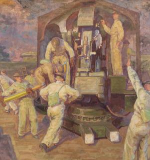 Henry Lamb - Gun Crew 81.5 x 77.5 cm. (32 x 30 1/2 in.)