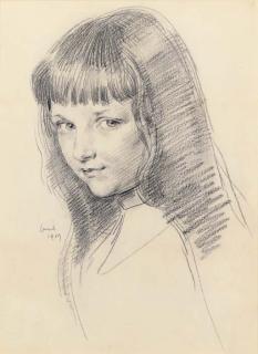 Henry Lamb - Study of a young girl, bust-length