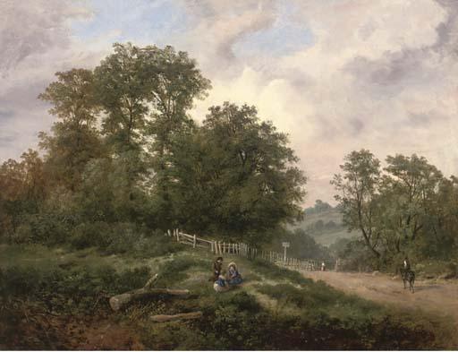 Henry Lines - Children Playing In An Extensive Wooded Landscape