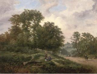 Henry Lines - Children Playing In An Extensive Wooded Landscape