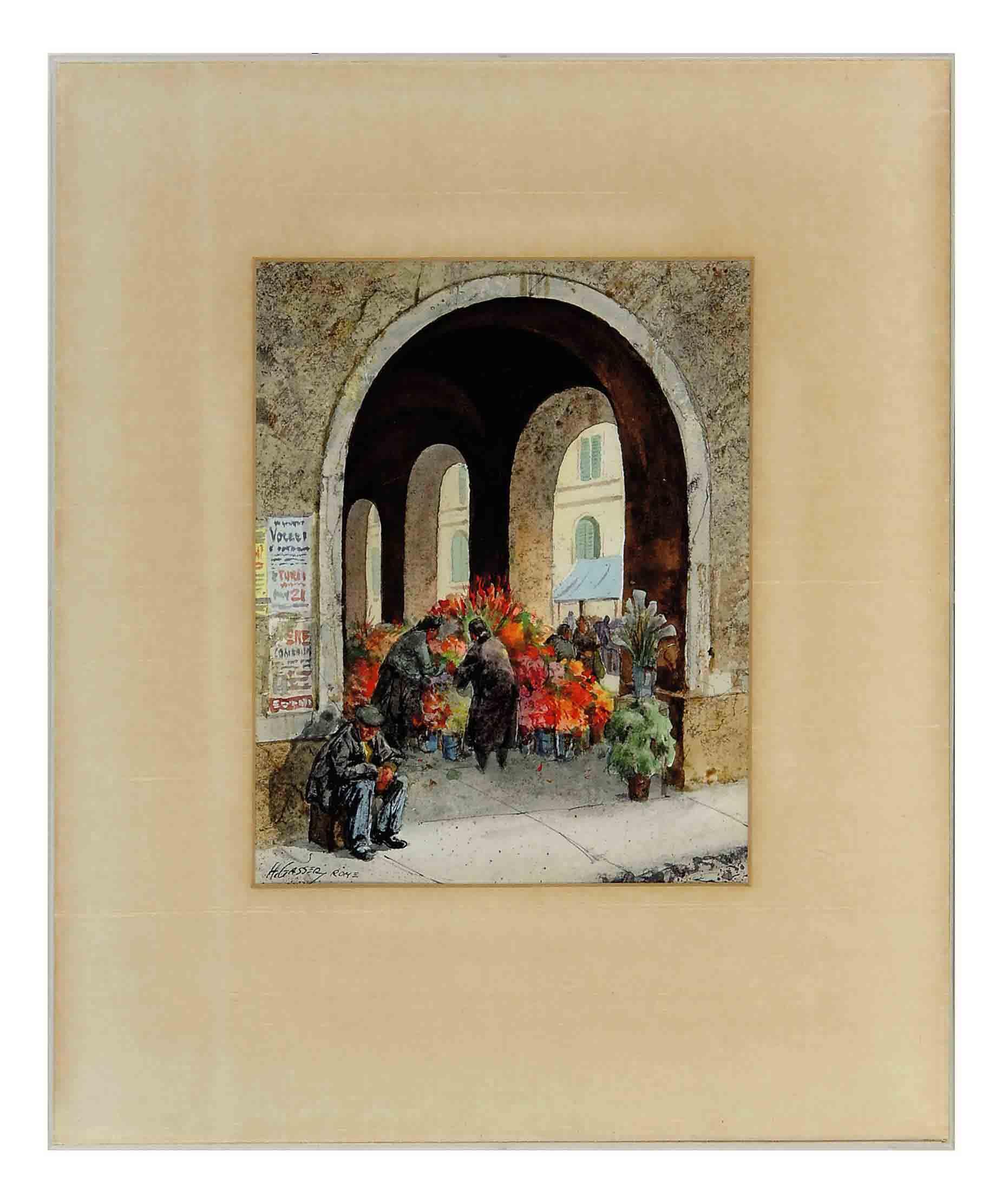 Henry Martin Gasser - A flower vendor in Rome