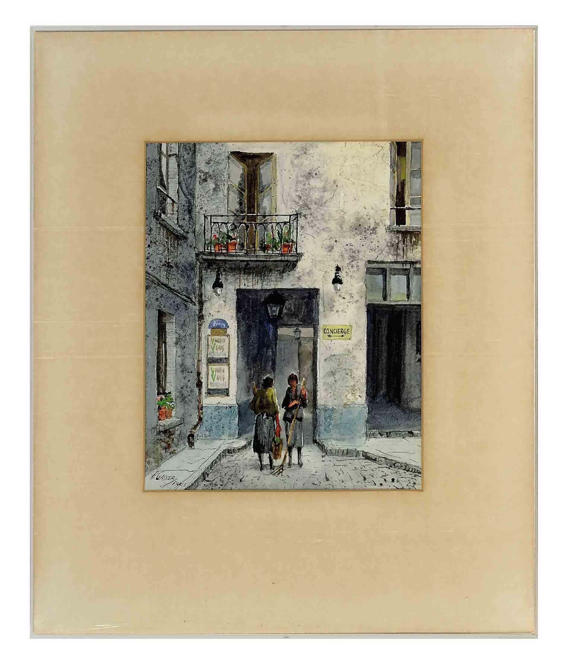 Henry Martin Gasser - Outside a Parisian hotel