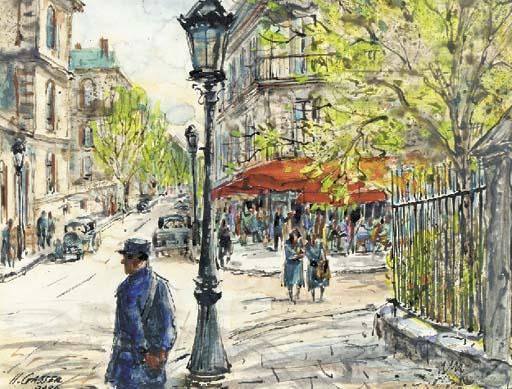Henry Martin Gasser - Parisian Street Scenes: A Group of Three Works