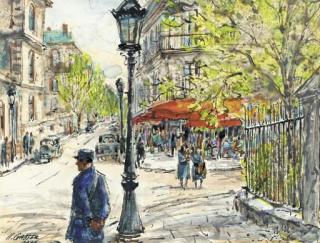 Henry Martin Gasser - Parisian Street Scenes: A Group of Three Works