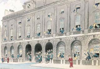 Henry Mayo Bateman - Someone drops a sixpence near Somerset House