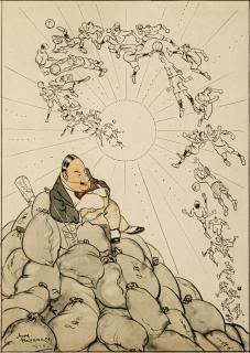 Henry Mayo Bateman - Summer Pastimes, Ltd. Secretary of a Football Company (on the Grand Stand): \'Yes it\'s a bit hot – but then look at the gate, boys!\'