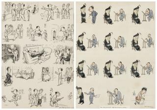 Henry Mayo Bateman - The Caricaturist and the Doleful Model (i); The guest who was told to make himself at home - And did so (ii)